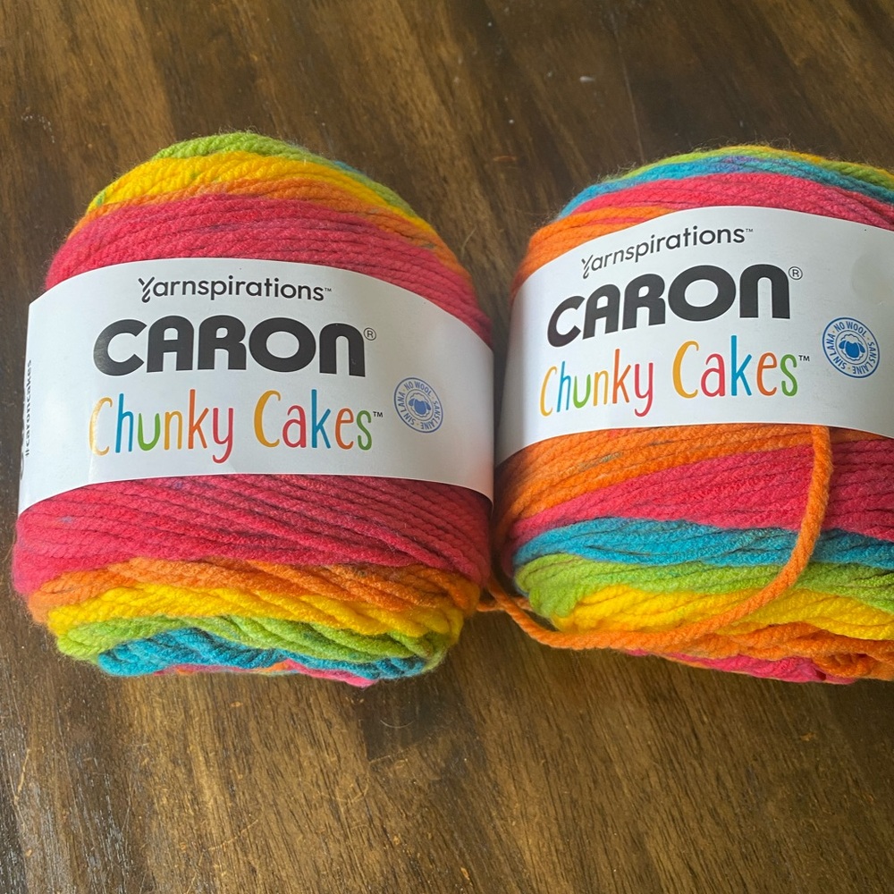 Caron Chunky Cakes Multicolor Rainbow Yarn - Bright Multicolor (lot of 2)